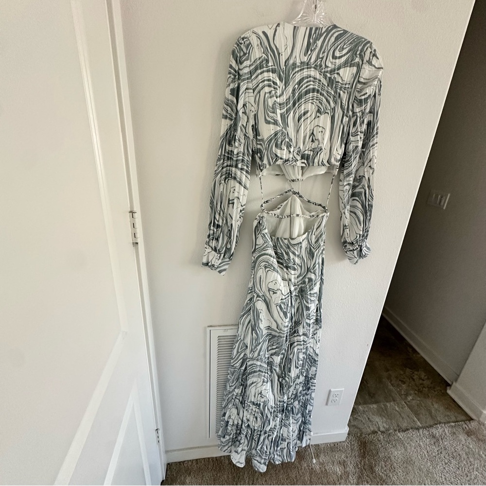 Jonathan Simkhai Priya Swirl Print Waist Cut-Out Dress Size: 2 - Picture 6 of 14